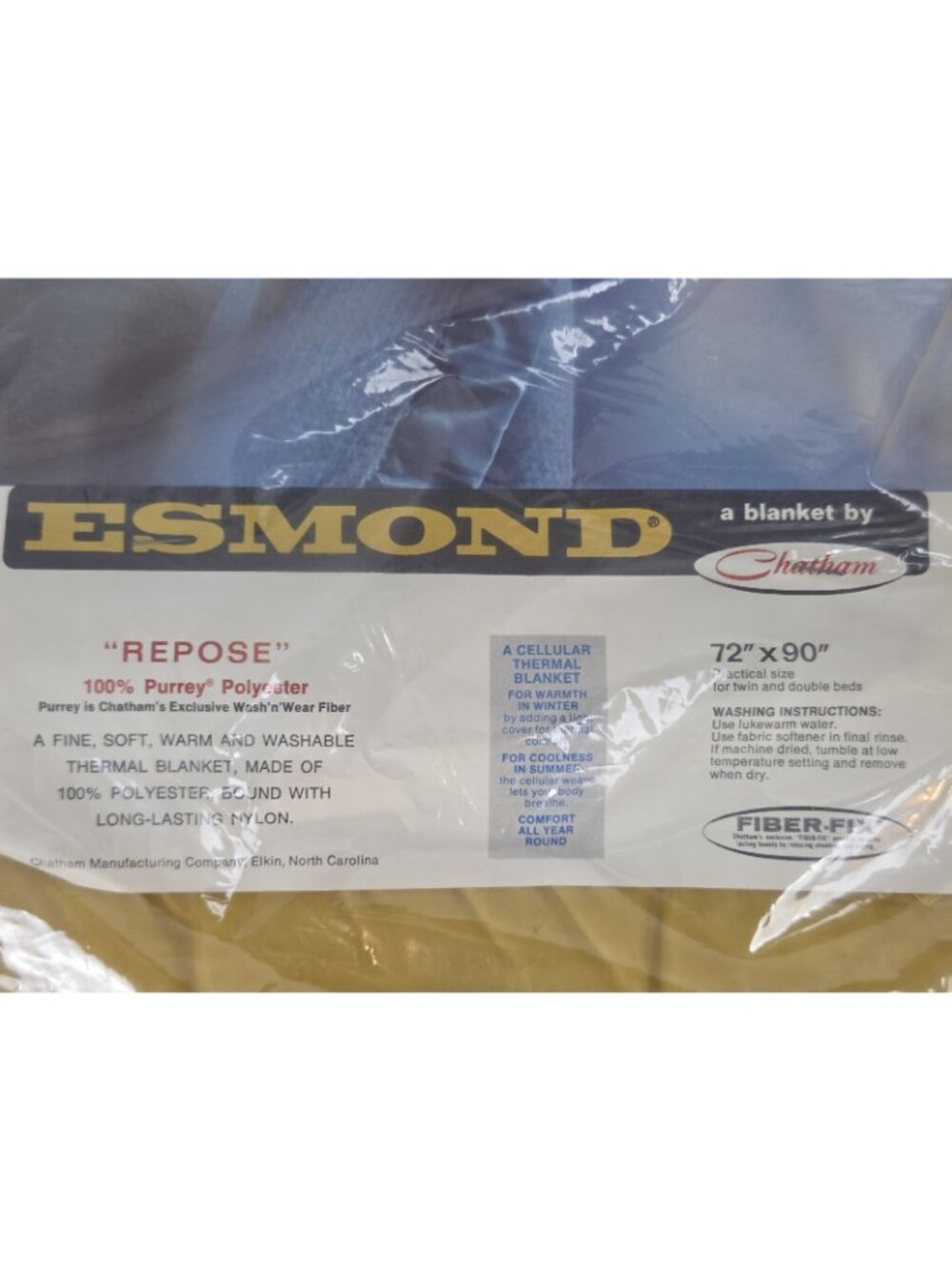 Vintage Esmond by Chatham Gold Waffle Blanket NEW Satin Trim Twin Double 72x90 - Picture 3 of 6
